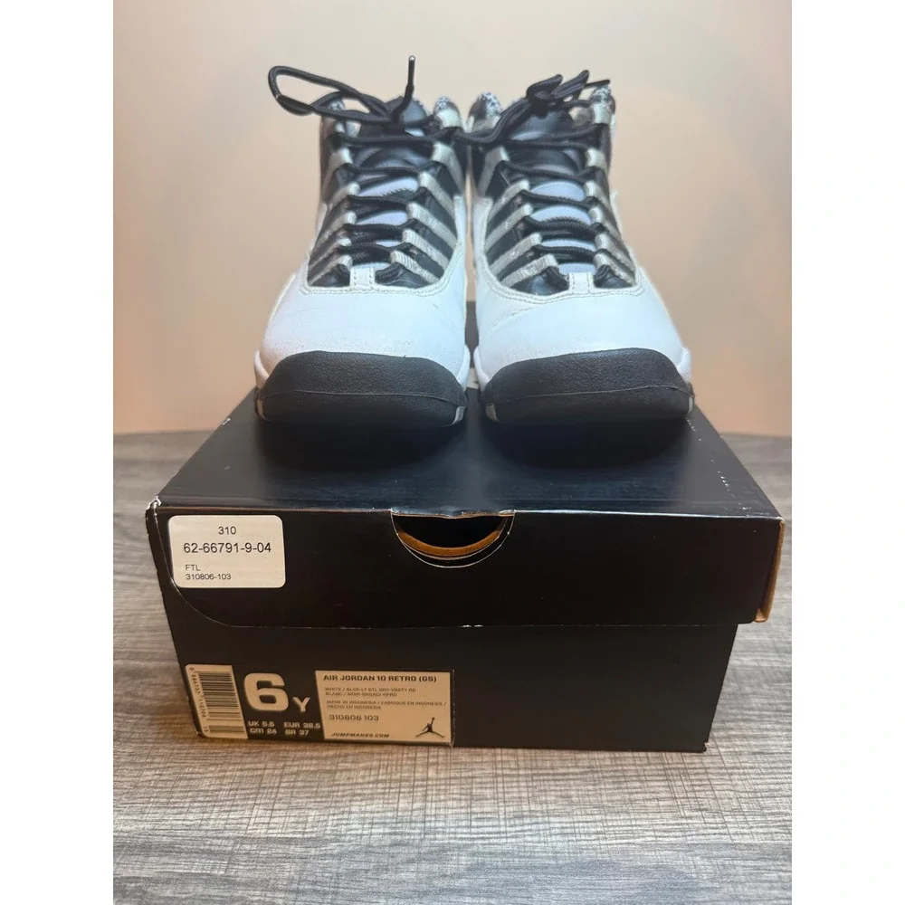 Nike Air Jordan 10 Retro GS Steel White Black Grey 310806-103 Kids Size 6Y
